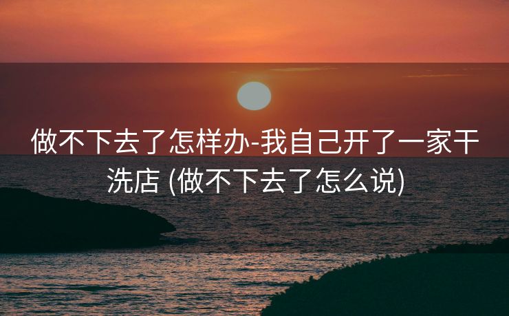 做不下去了怎样办-我自己开了一家干洗店 (做不下去了怎么说)