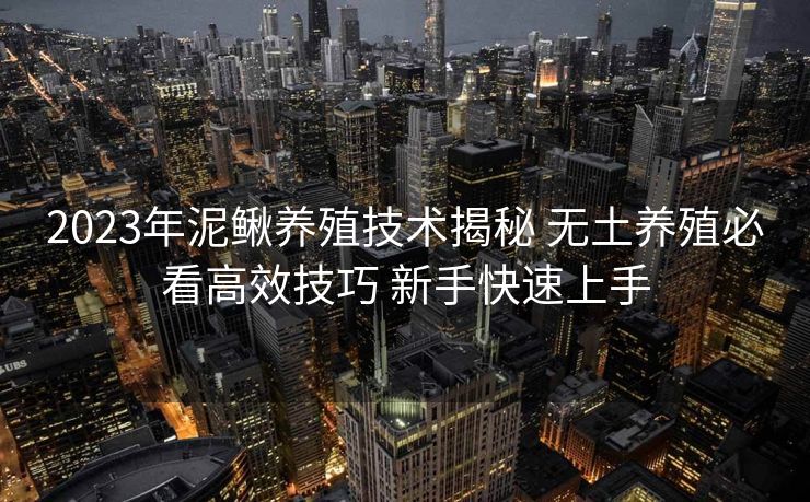 2023年泥鳅养殖技术揭秘 无土养殖必看高效技巧 新手快速上手