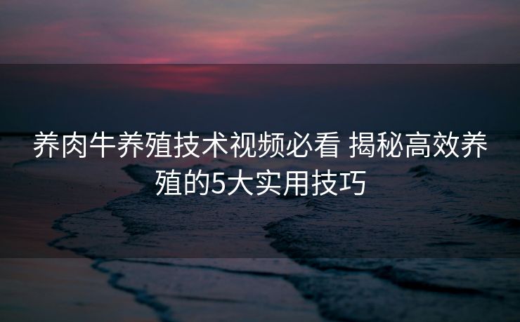 养肉牛养殖技术视频必看 揭秘高效养殖的5大实用技巧