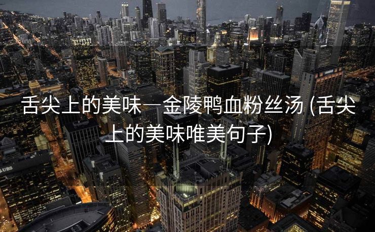 舌尖上的美味―金陵鸭血粉丝汤 (舌尖上的美味唯美句子)