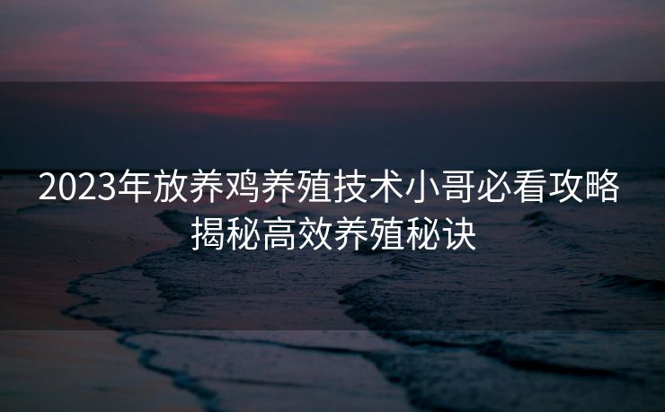 2023年放养鸡养殖技术小哥必看攻略 揭秘高效养殖秘诀