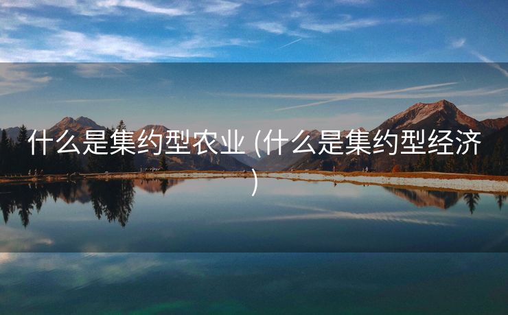 什么是集约型农业 (什么是集约型经济)