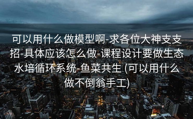 可以用什么做模型啊-求各位大神支支招-具体应该怎么做-课程设计要做生态水培循环系统-鱼菜共生 (可以用什么做不倒翁手工)