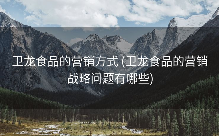 卫龙食品的营销方式 (卫龙食品的营销战略问题有哪些)