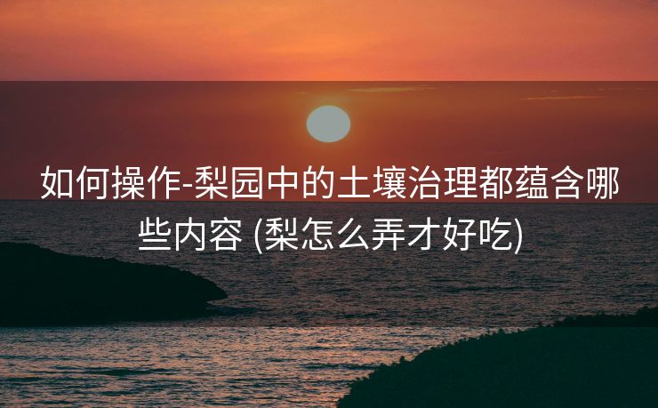 如何操作-梨园中的土壤治理都蕴含哪些内容 (梨怎么弄才好吃)