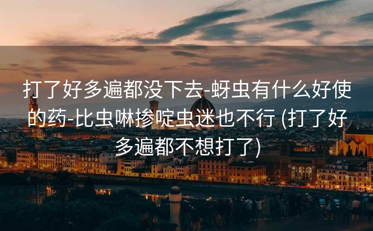 打了好多遍都没下去-蚜虫有什么好使的药-比虫啉掺啶虫迷也不行 (打了好多遍都不想打了)