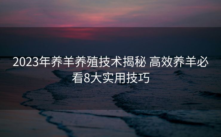 2023年养羊养殖技术揭秘 高效养羊必看8大实用技巧