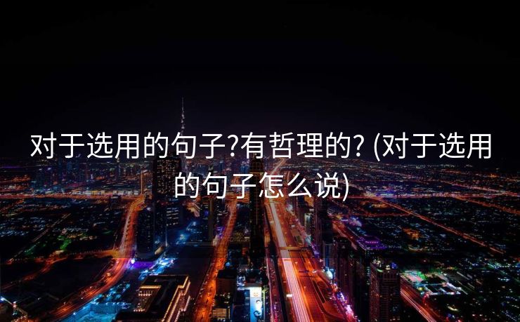 对于选用的句子?有哲理的? (对于选用的句子怎么说)