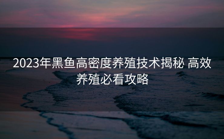 2023年黑鱼高密度养殖技术揭秘 高效养殖必看攻略