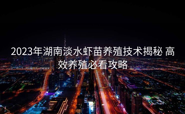 2023年湖南淡水虾苗养殖技术揭秘 高效养殖必看攻略