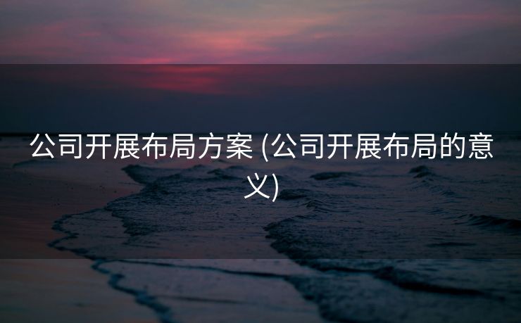 公司开展布局方案 (公司开展布局的意义)