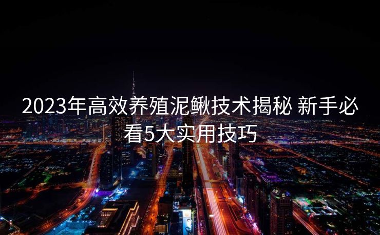 2023年高效养殖泥鳅技术揭秘 新手必看5大实用技巧