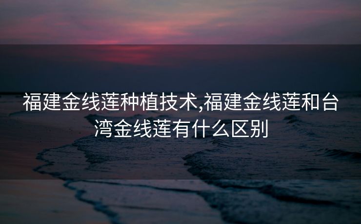 福建金线莲种植技术,福建金线莲和台湾金线莲有什么区别