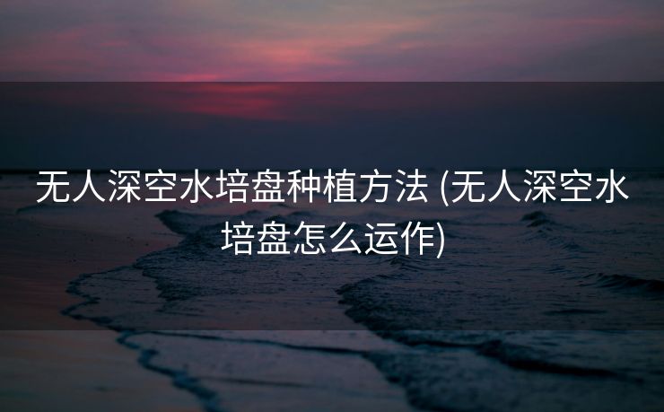 无人深空水培盘种植方法 (无人深空水培盘怎么运作)
