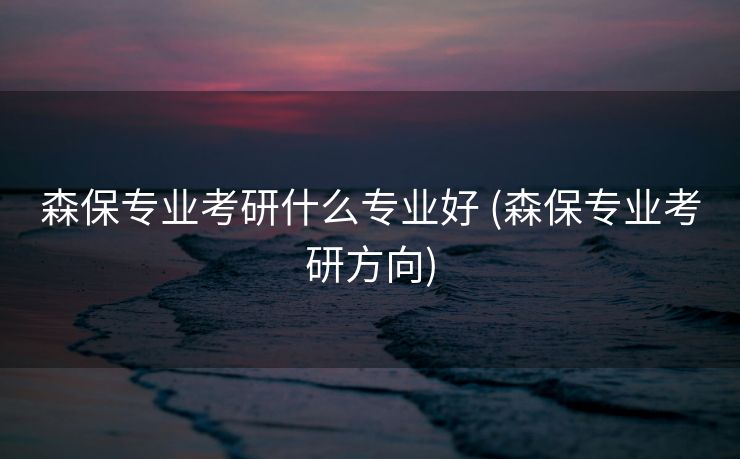 森保专业考研什么专业好 (森保专业考研方向)