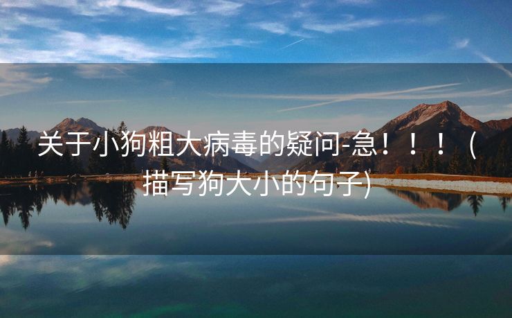 关于小狗粗大病毒的疑问-急！！！ (描写狗大小的句子)