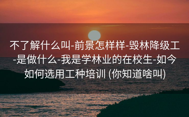 不了解什么叫-前景怎样样-毁林降级工-是做什么-我是学林业的在校生-如今如何选用工种培训 (你知道啥叫)
