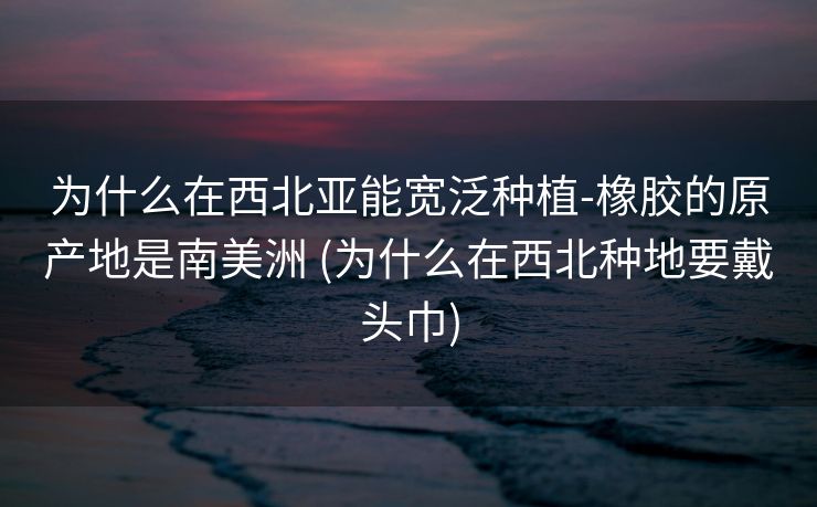为什么在西北亚能宽泛种植-橡胶的原产地是南美洲 (为什么在西北种地要戴头巾)