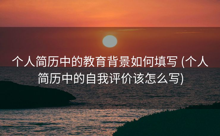 个人简历中的教育背景如何填写 (个人简历中的自我评价该怎么写)