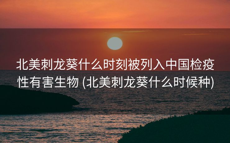 北美刺龙葵什么时刻被列入中国检疫性有害生物 (北美刺龙葵什么时候种)