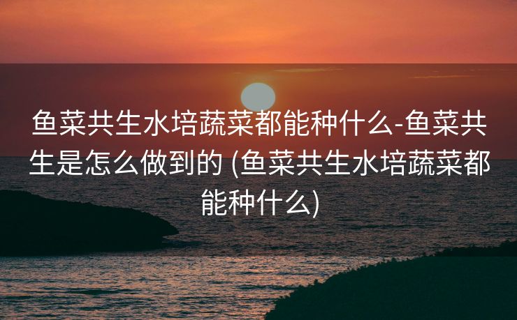 鱼菜共生水培蔬菜都能种什么-鱼菜共生是怎么做到的 (鱼菜共生水培蔬菜都能种什么)