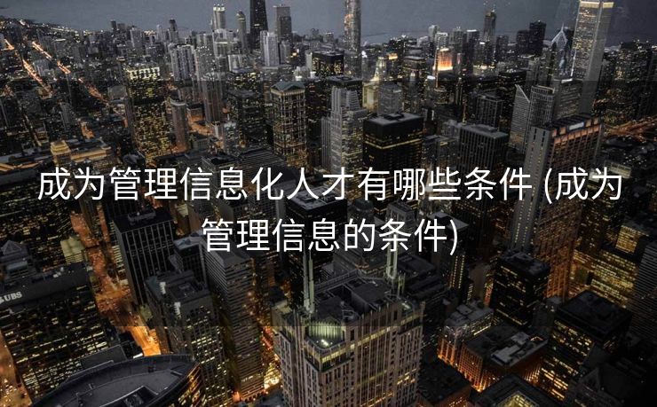 成为管理信息化人才有哪些条件 (成为管理信息的条件)