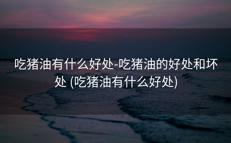 吃猪油有什么好处-吃猪油的好处和坏处 (吃猪油有什么好处)