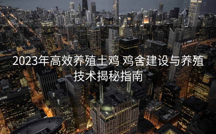 2023年高效养殖土鸡 鸡舍建设与养殖技术揭秘指南