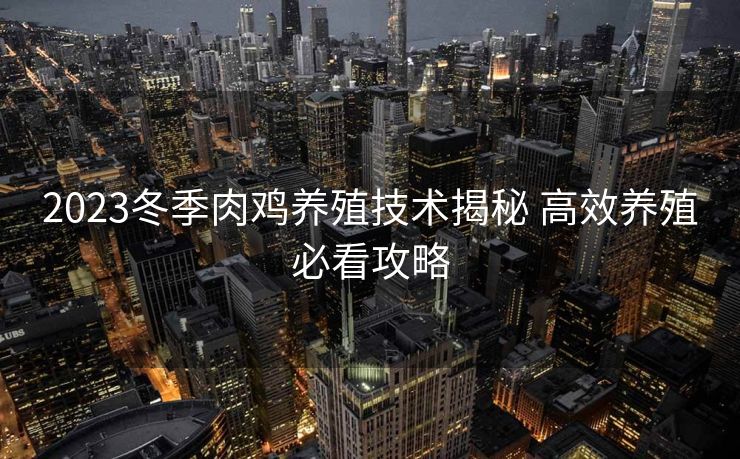 2023冬季肉鸡养殖技术揭秘 高效养殖必看攻略