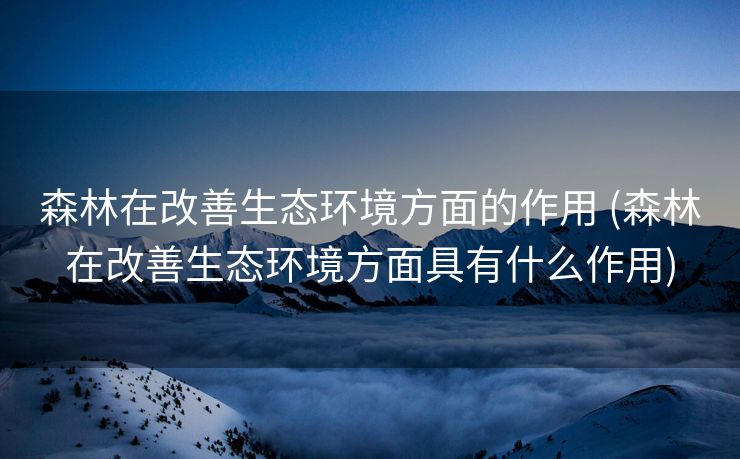 森林在改善生态环境方面的作用 (森林在改善生态环境方面具有什么作用)