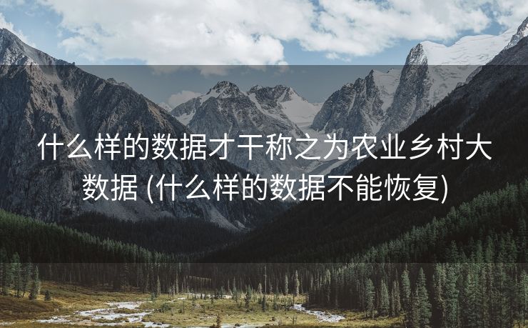 什么样的数据才干称之为农业乡村大数据 (什么样的数据不能恢复)
