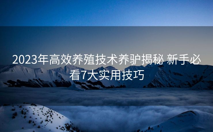 2023年高效养殖技术养驴揭秘 新手必看7大实用技巧