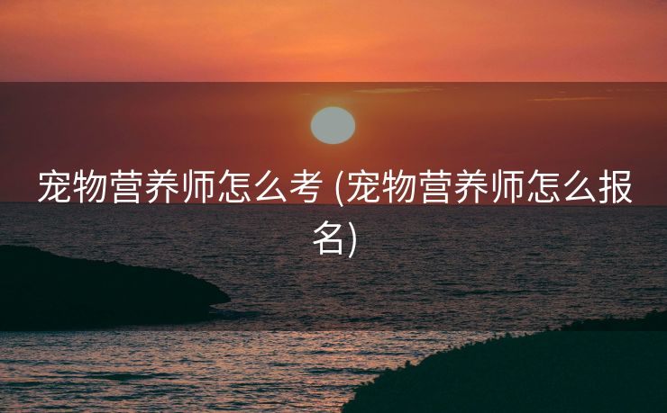 宠物营养师怎么考 (宠物营养师怎么报名)