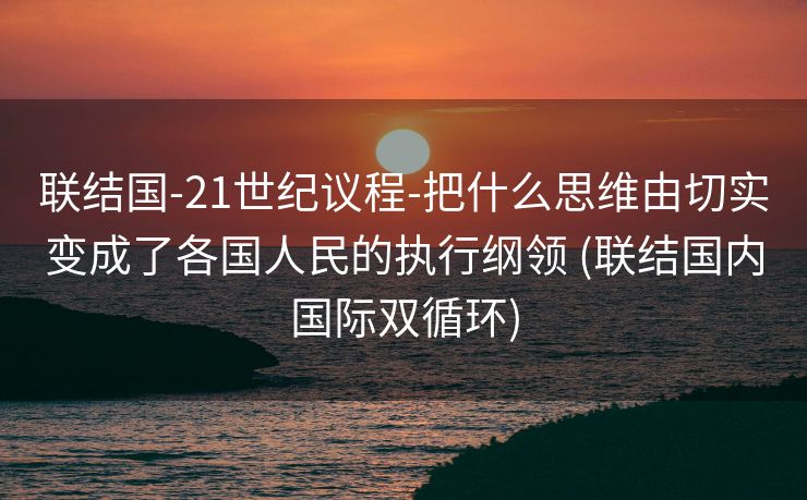 联结国-21世纪议程-把什么思维由切实变成了各国人民的执行纲领 (联结国内国际双循环)