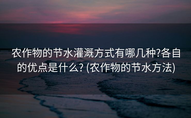 农作物的节水灌溉方式有哪几种?各自的优点是什么? (农作物的节水方法)