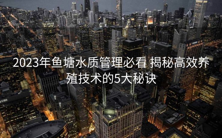 2023年鱼塘水质管理必看 揭秘高效养殖技术的5大秘诀