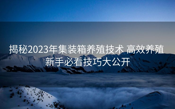 揭秘2023年集装箱养殖技术 高效养殖 新手必看技巧大公开