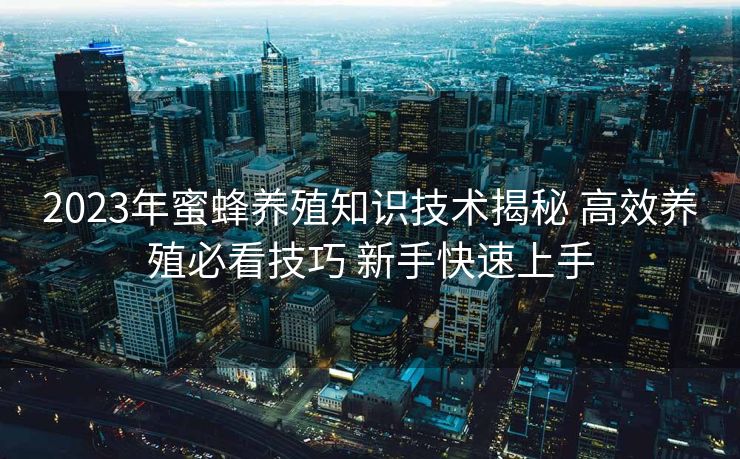 2023年蜜蜂养殖知识技术揭秘 高效养殖必看技巧 新手快速上手