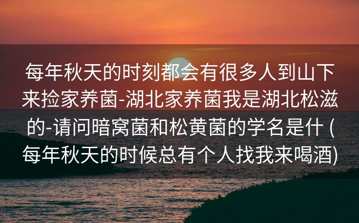 每年秋天的时刻都会有很多人到山下来捡家养菌-湖北家养菌我是湖北松滋的-请问暗窝菌和松黄菌的学名是什 (每年秋天的时候总有个人找我来喝酒)