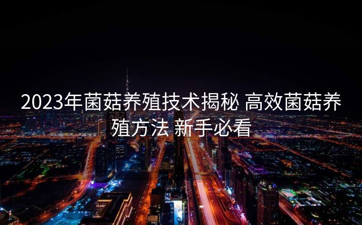 2023年菌菇养殖技术揭秘 高效菌菇养殖方法 新手必看