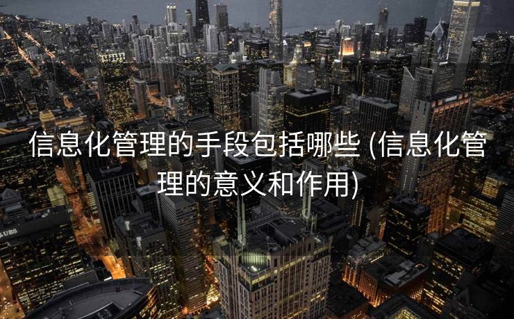 信息化管理的手段包括哪些 (信息化管理的意义和作用)