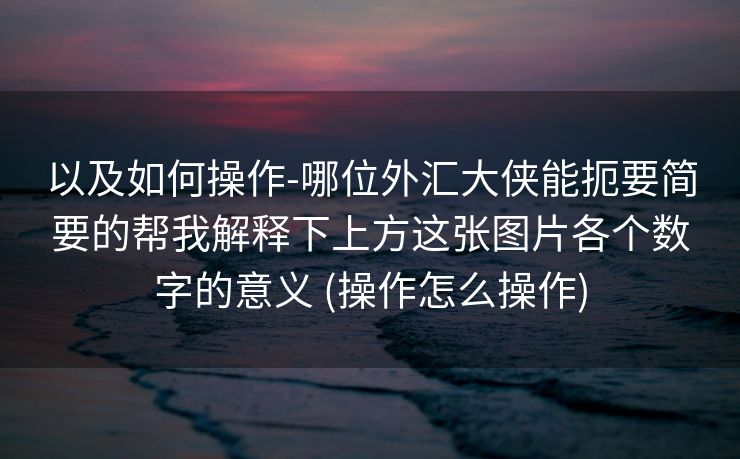 以及如何操作-哪位外汇大侠能扼要简要的帮我解释下上方这张图片各个数字的意义 (操作怎么操作)
