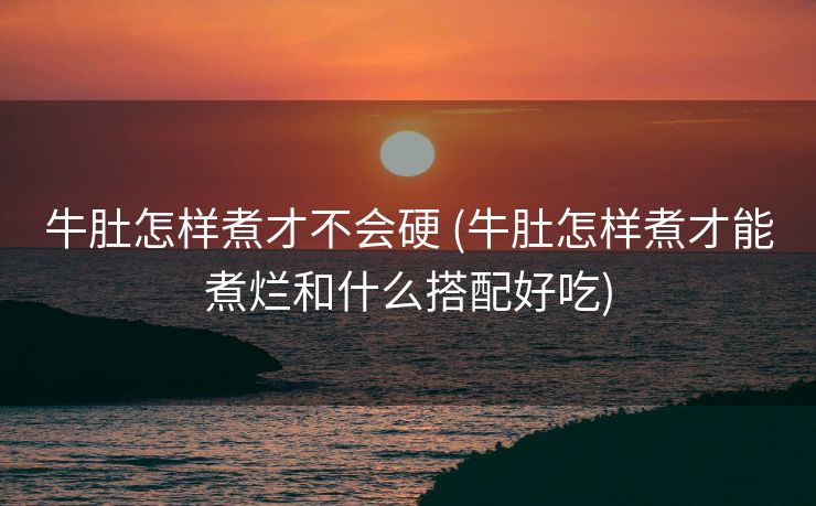 牛肚怎样煮才不会硬 (牛肚怎样煮才能煮烂和什么搭配好吃)