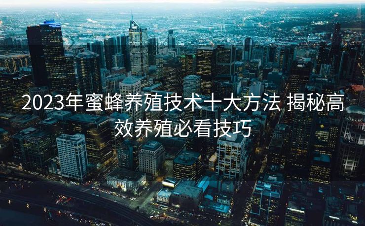 2023年蜜蜂养殖技术十大方法 揭秘高效养殖必看技巧