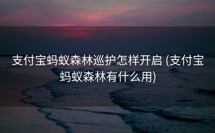 支付宝蚂蚁森林巡护怎样开启 (支付宝蚂蚁森林有什么用)