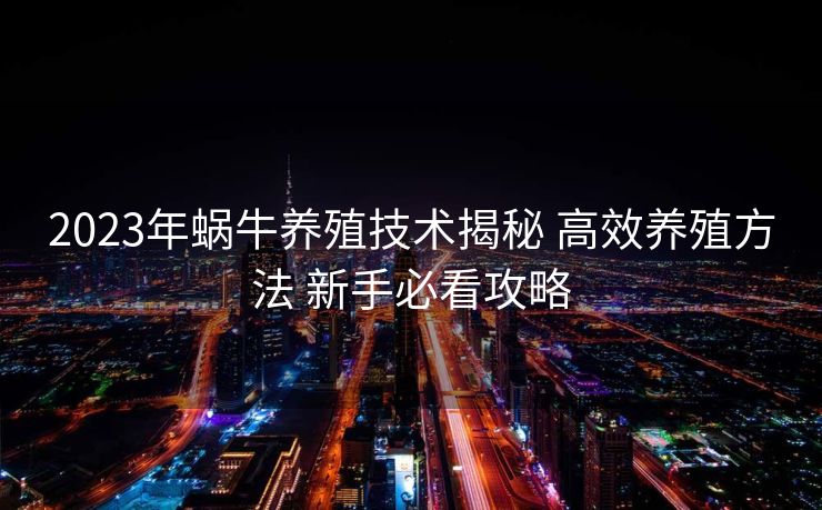 2023年蜗牛养殖技术揭秘 高效养殖方法 新手必看攻略