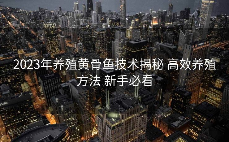 2023年养殖黄骨鱼技术揭秘 高效养殖方法 新手必看