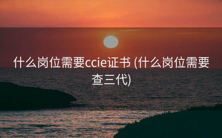 什么岗位需要ccie证书 (什么岗位需要查三代)