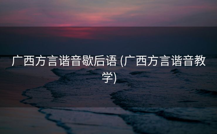 广西方言谐音歇后语 (广西方言谐音教学)