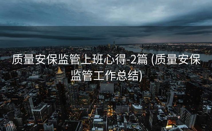 质量安保监管上班心得-2篇 (质量安保监管工作总结)